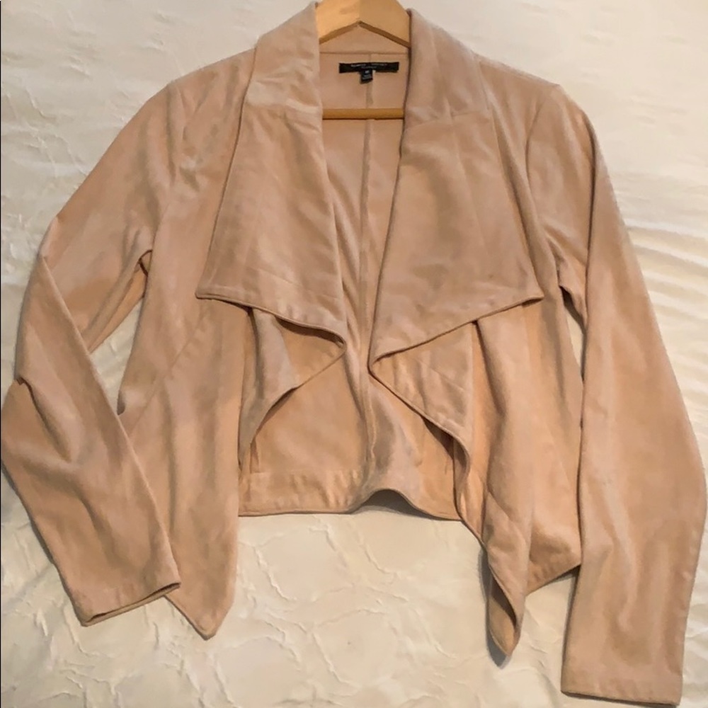 Drape front vegan Micro-Suede jacket